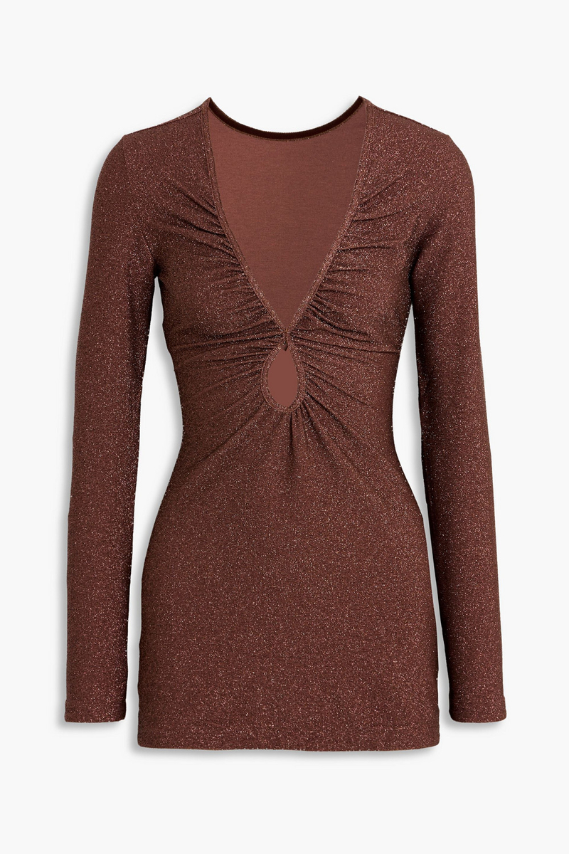 johanna ortiz - filigrana de fiesta cutout metallic stretch-knit top - metallic - us 2