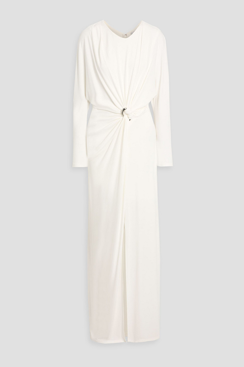 simkhai - maisie ruched jersey maxi dress - white - us 6