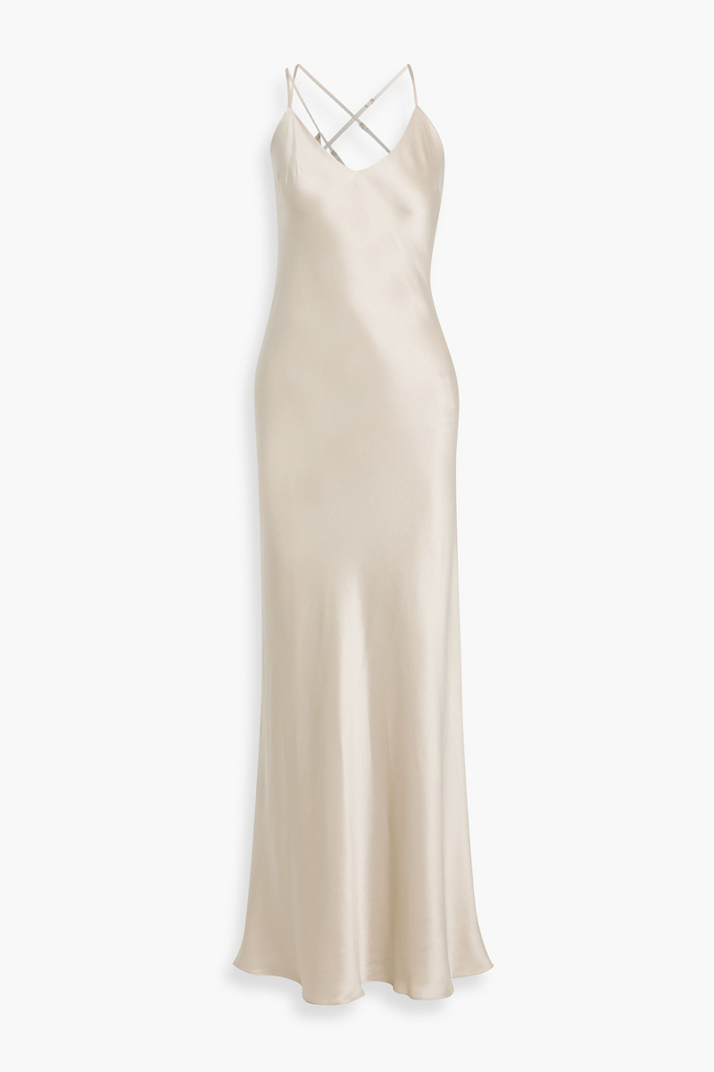 michelle mason - draped silk-satin maxi dress - metallic - us 0