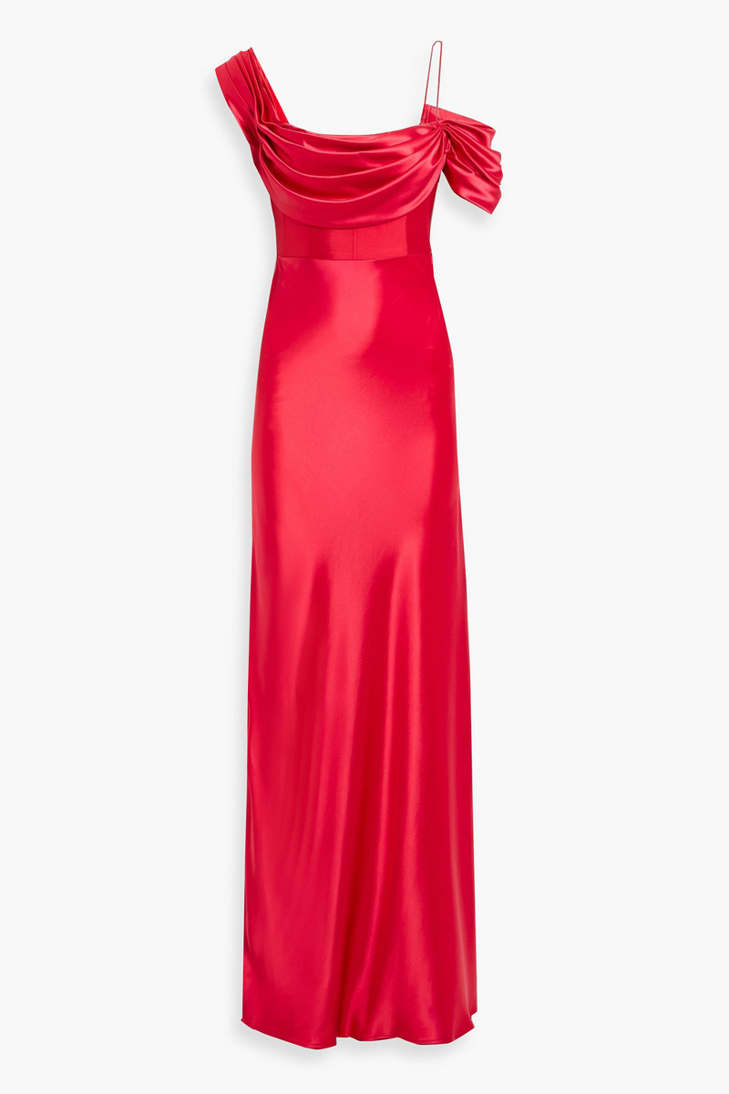 rachel gilbert - sawyer draped satin gown - red - 0