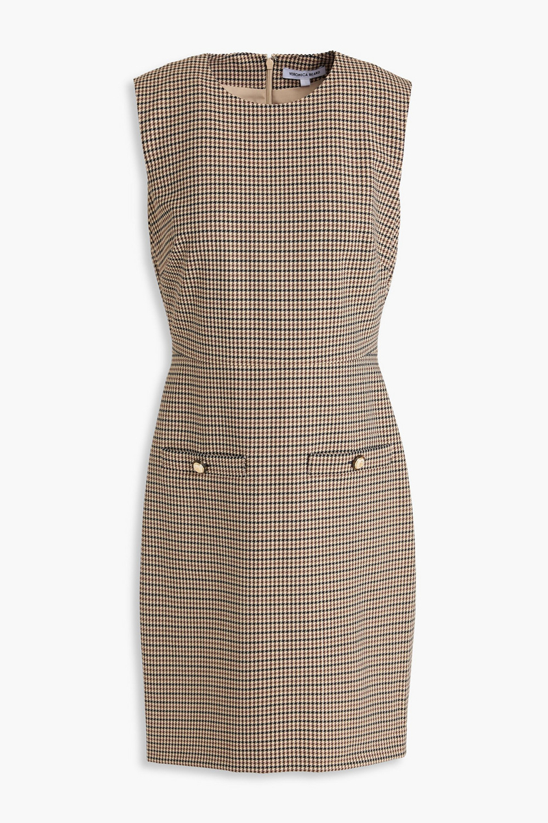 veronica beard - yumi houndstooth twill mini dress - neutral - us 2