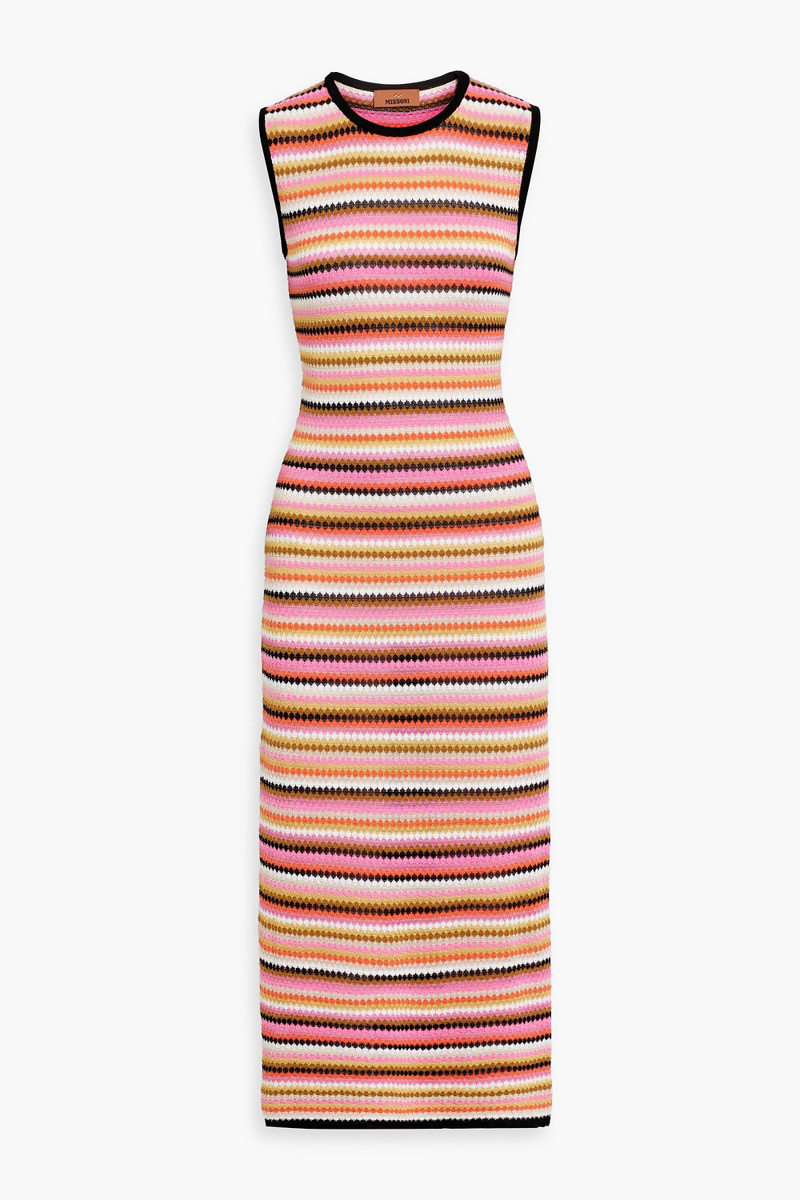 missoni - striped crochet-knit cotton-blend midi dress - multicolor - it 38
