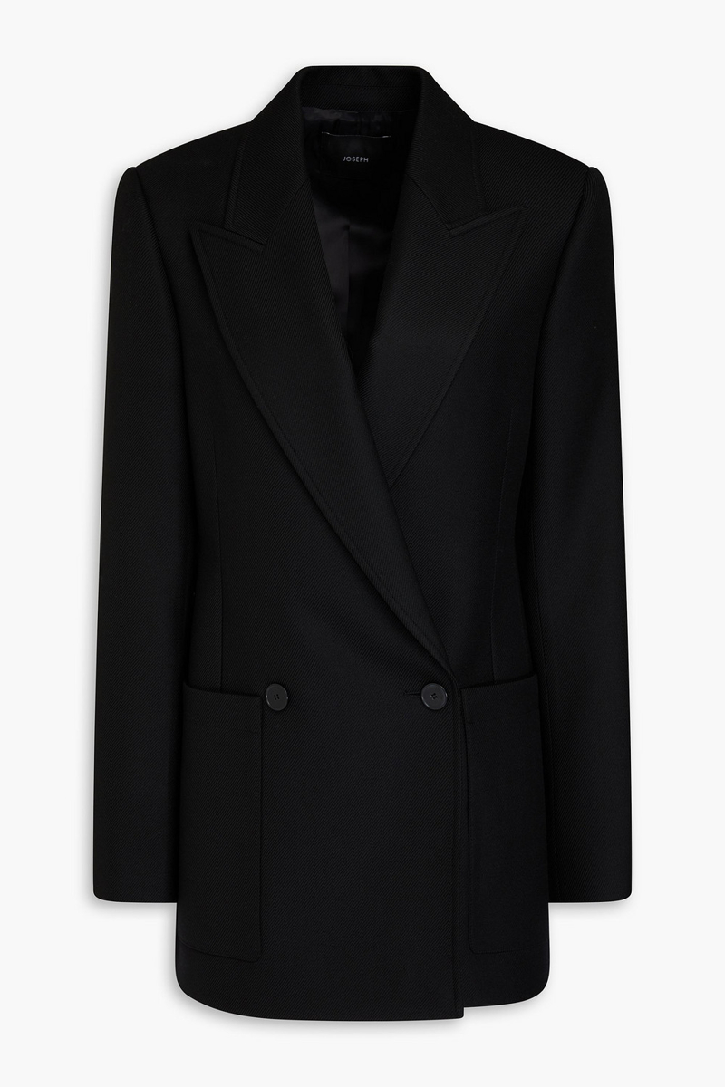 joseph - florian double-breasted wool-blend twill blazer - black - fr 34