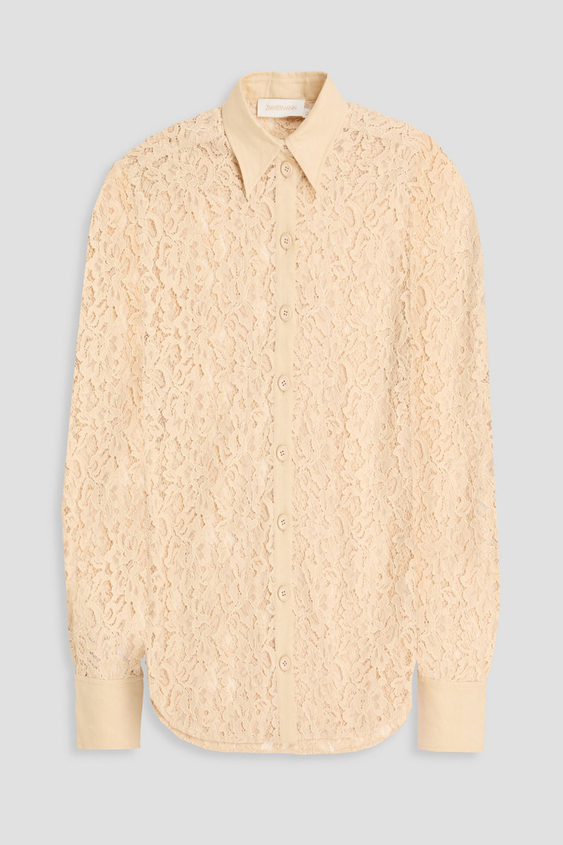 zimmermann - linen-trimmed cotton-blend corded lace shirt - white - 00