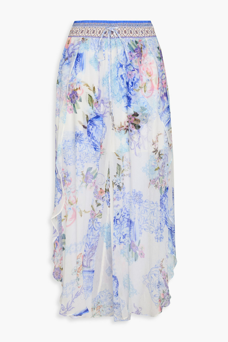 camilla - printed silk-crepon culottes - blue - onesize