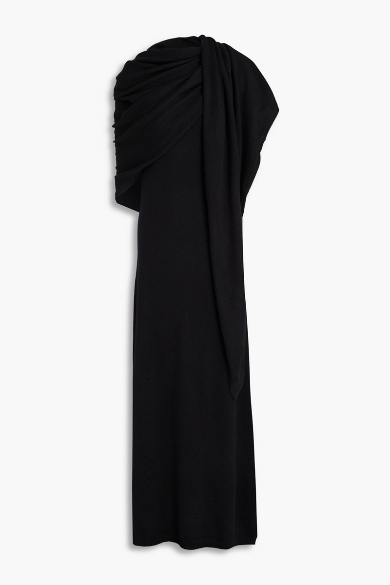 toteme - cape-effect cashmere maxi dress - black - xxs