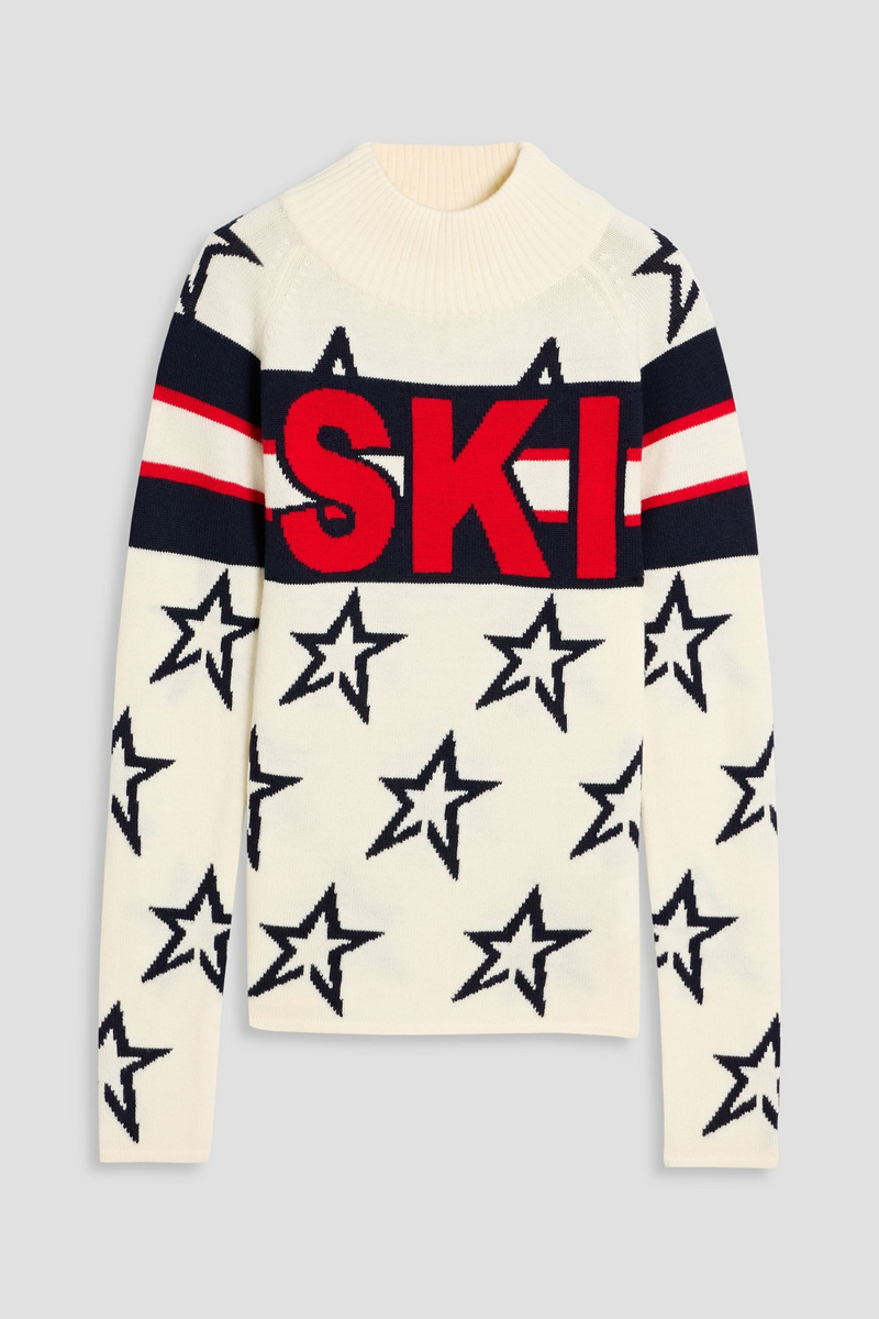 perfect moment - brixen intarsia merino wool turtleneck sweater - white - xs