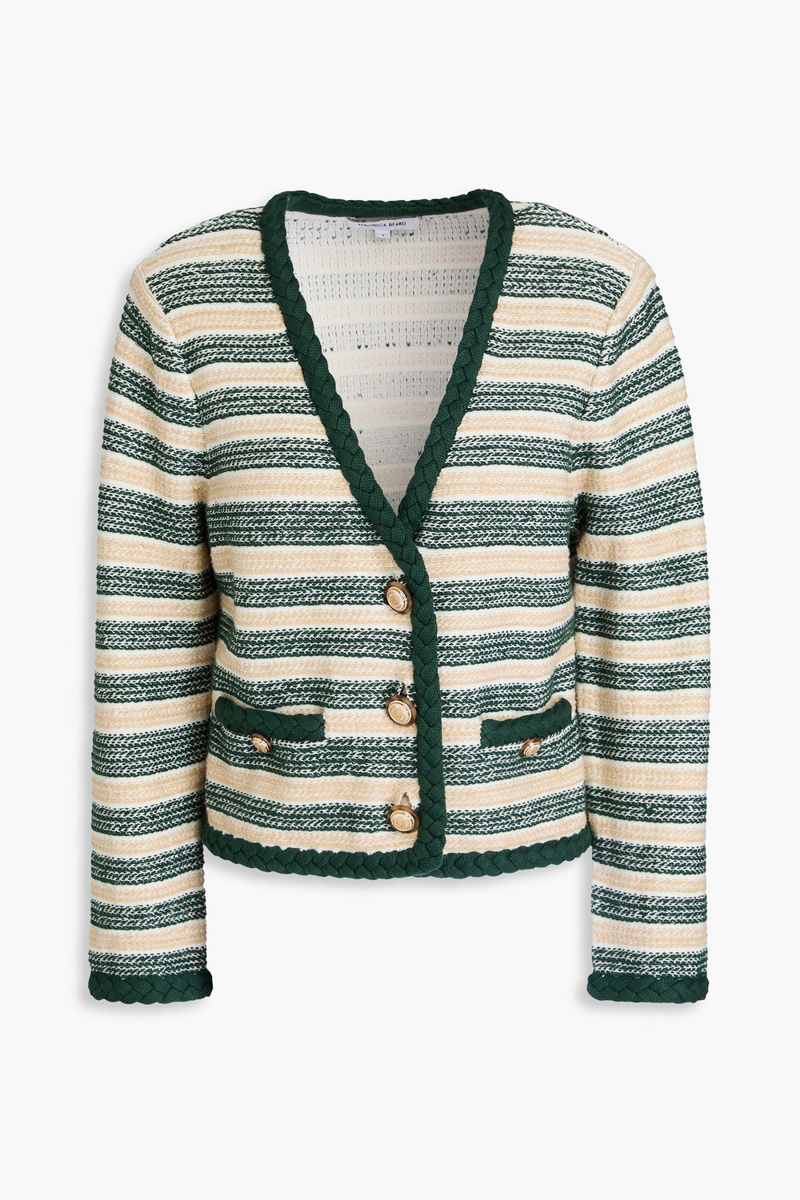 veronica beard - claudine striped linen-blend jacket - green - s
