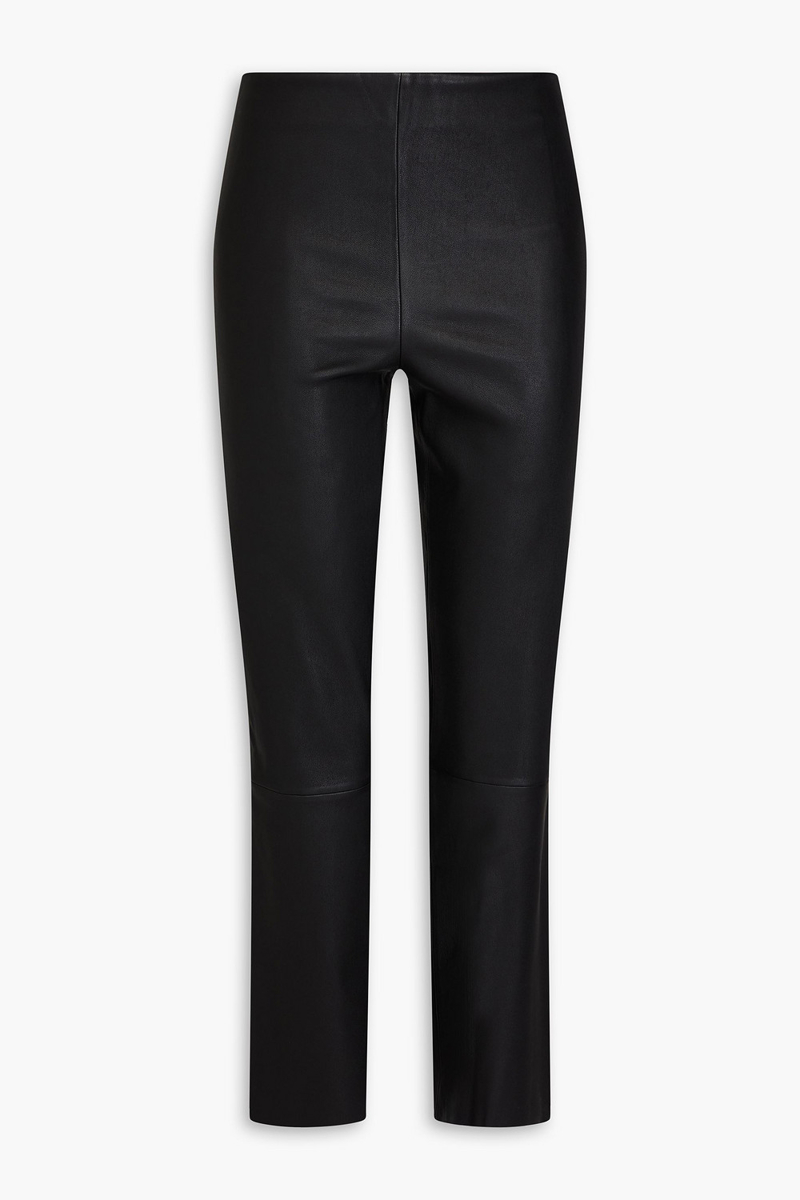 by malene birger - cropped leather leggings - black - de 38