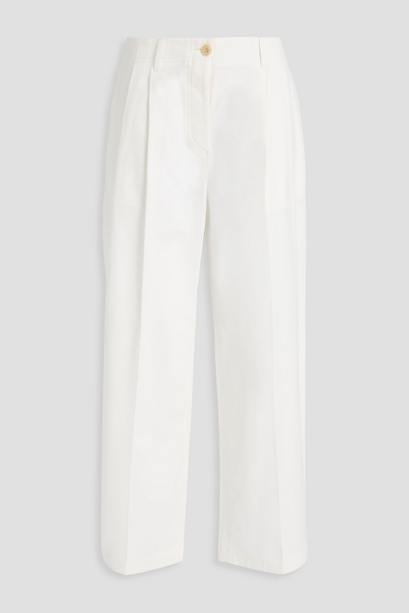 toteme - cotton-twill straight-leg pants - white - fr 38