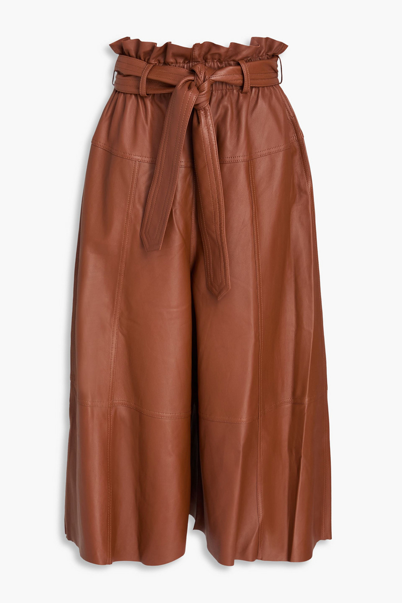zimmermann - ruffled leather culottes - brown - 00