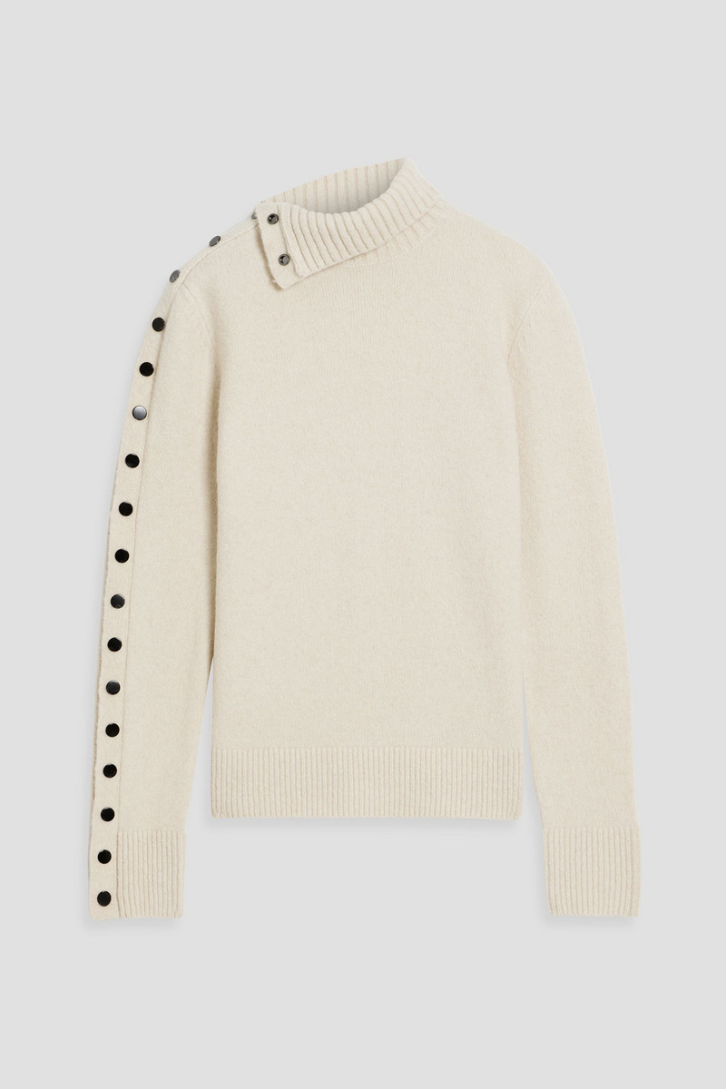 proenza schouler - snap-detailed cashmere-blend sweater - white - s