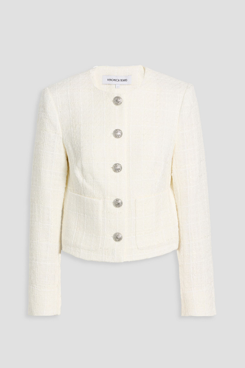 veronica beard - nathan cotton-blend tweed jacket - white - us 2