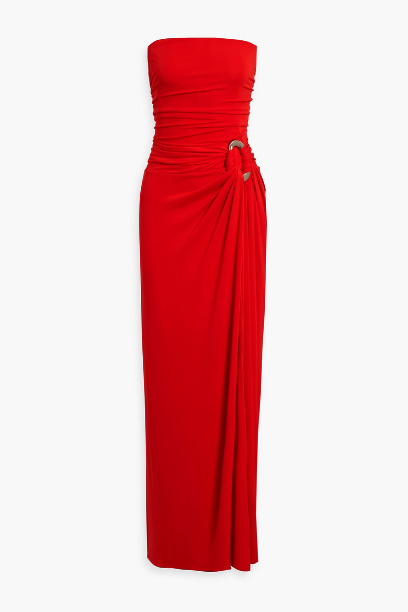 simkhai - emma strapless embellished jersey gown - red - us 14