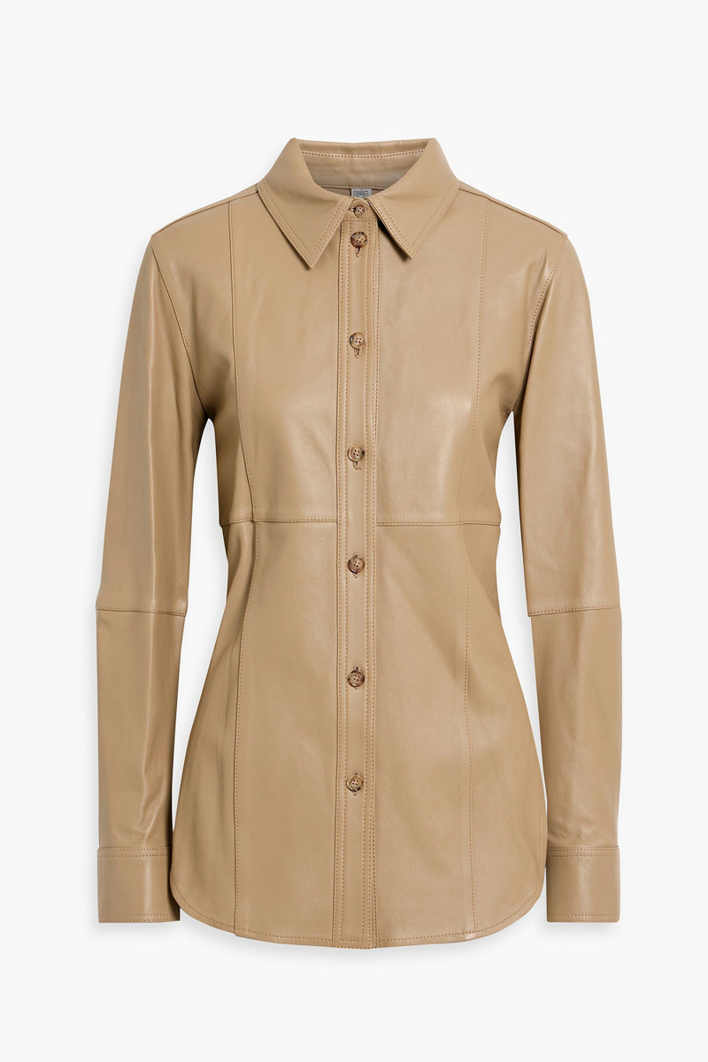 toteme - leather shirt - brown - fr 32