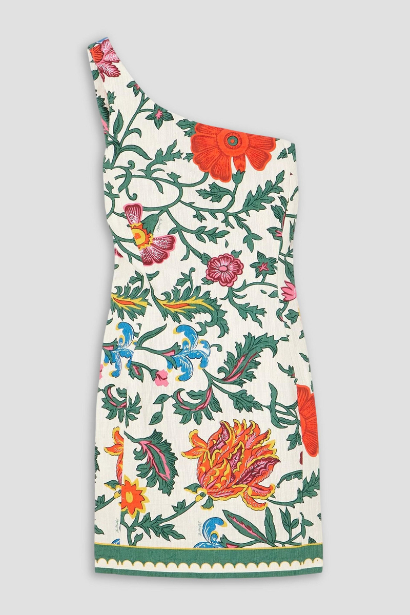 la double j. - orlebar brown one-shoulder floral-print cotton-blend mini dress - white - xxl