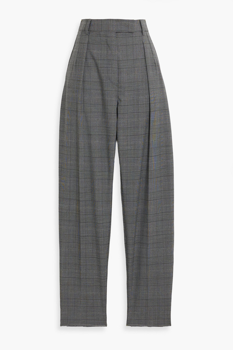 max mara - guelfi prince of wales checked wool-bend tapered pants - gray - it 38