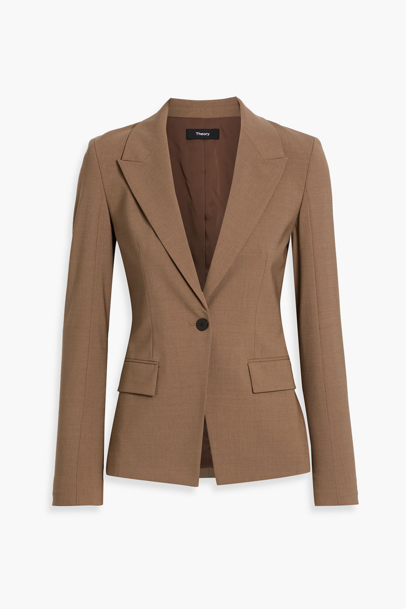 theory - wool-blend blazer - brown - us 14