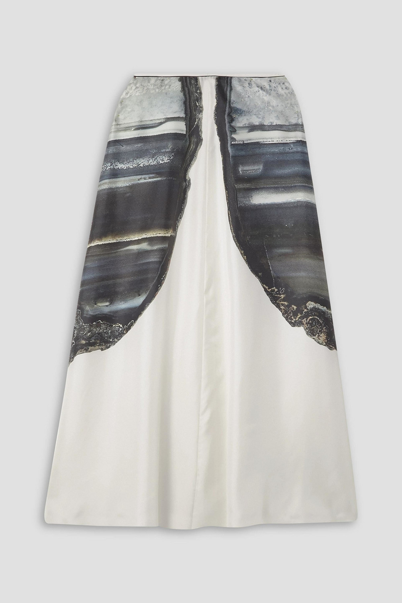 Chloé - Printed silk-twill midi skirt - White - FR 34