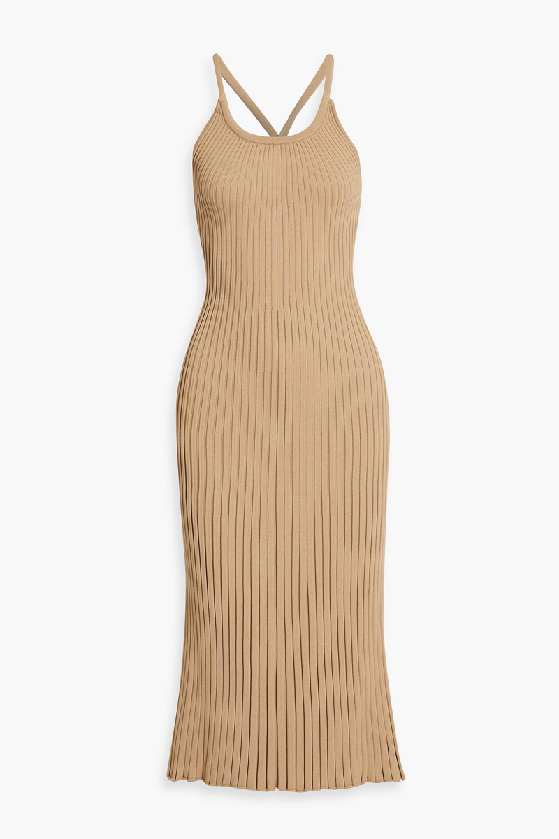 proenza schouler - vida ribbed-knit midi dress - neutral - m