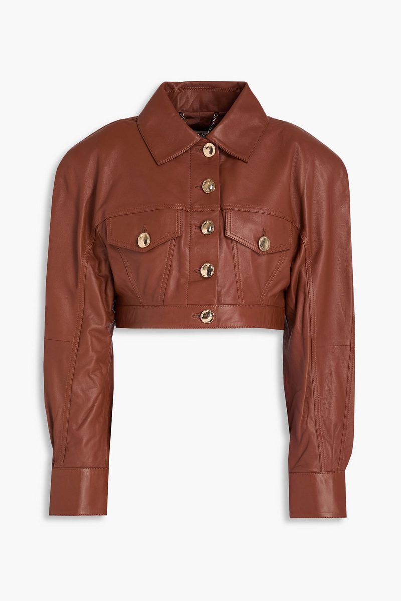 zimmermann - cropped leather jacket - brown - 00