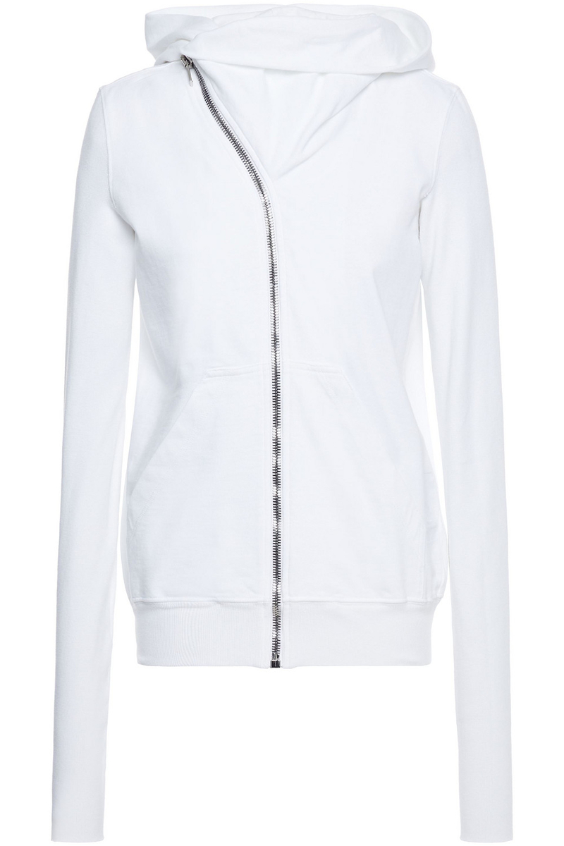 rick owens - french cotton-terry hooded jacket - white - xs