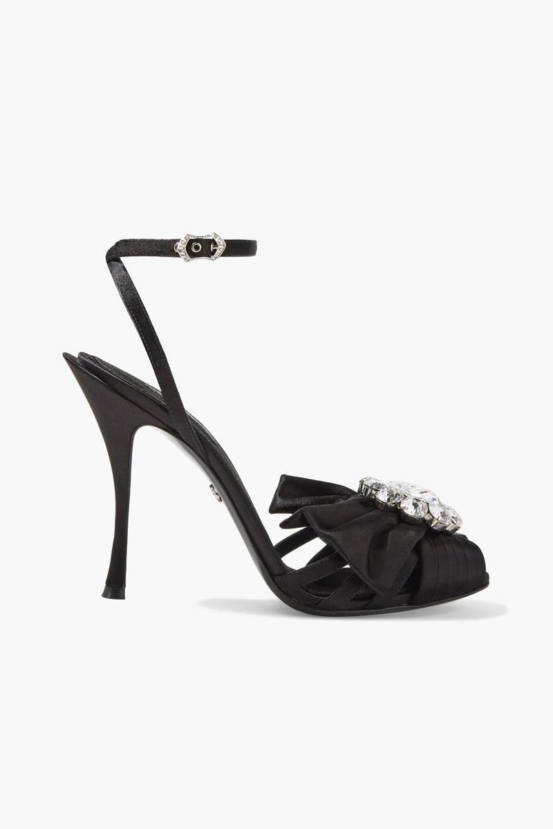 Dolce&Gabbana - Bette 110 crystal-embellished satin sandals - Black - EU 38