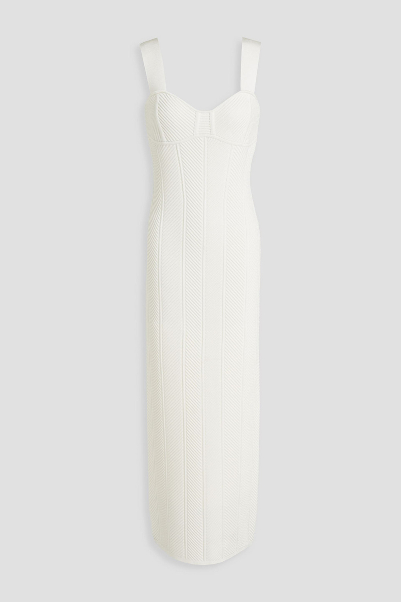 Hervé Léger - Ribbed bandage maxi dress - White - L