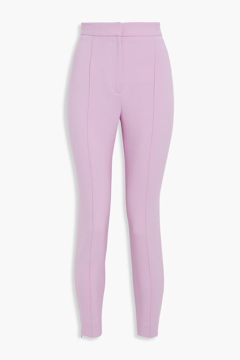 oscar de la renta - wool-blend crepe slim-leg pants - purple - us 0