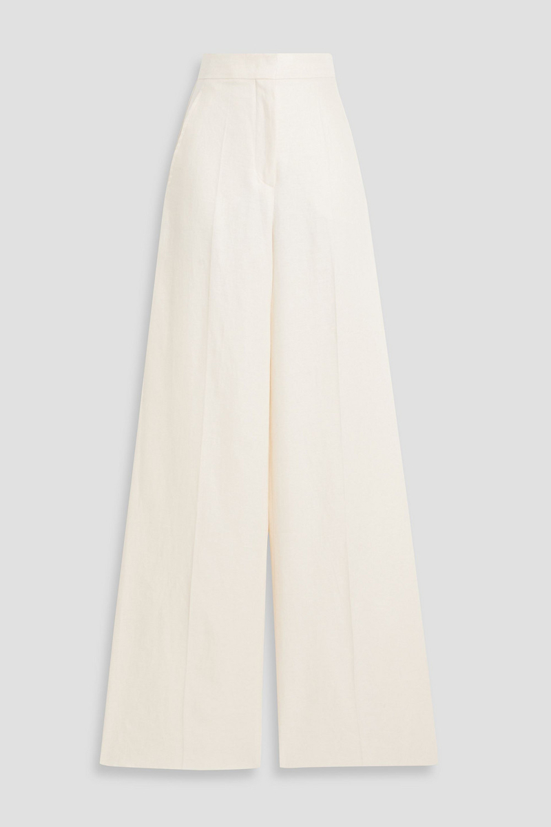 max mara - hangar linen-twill wide-leg pants - white - it 42