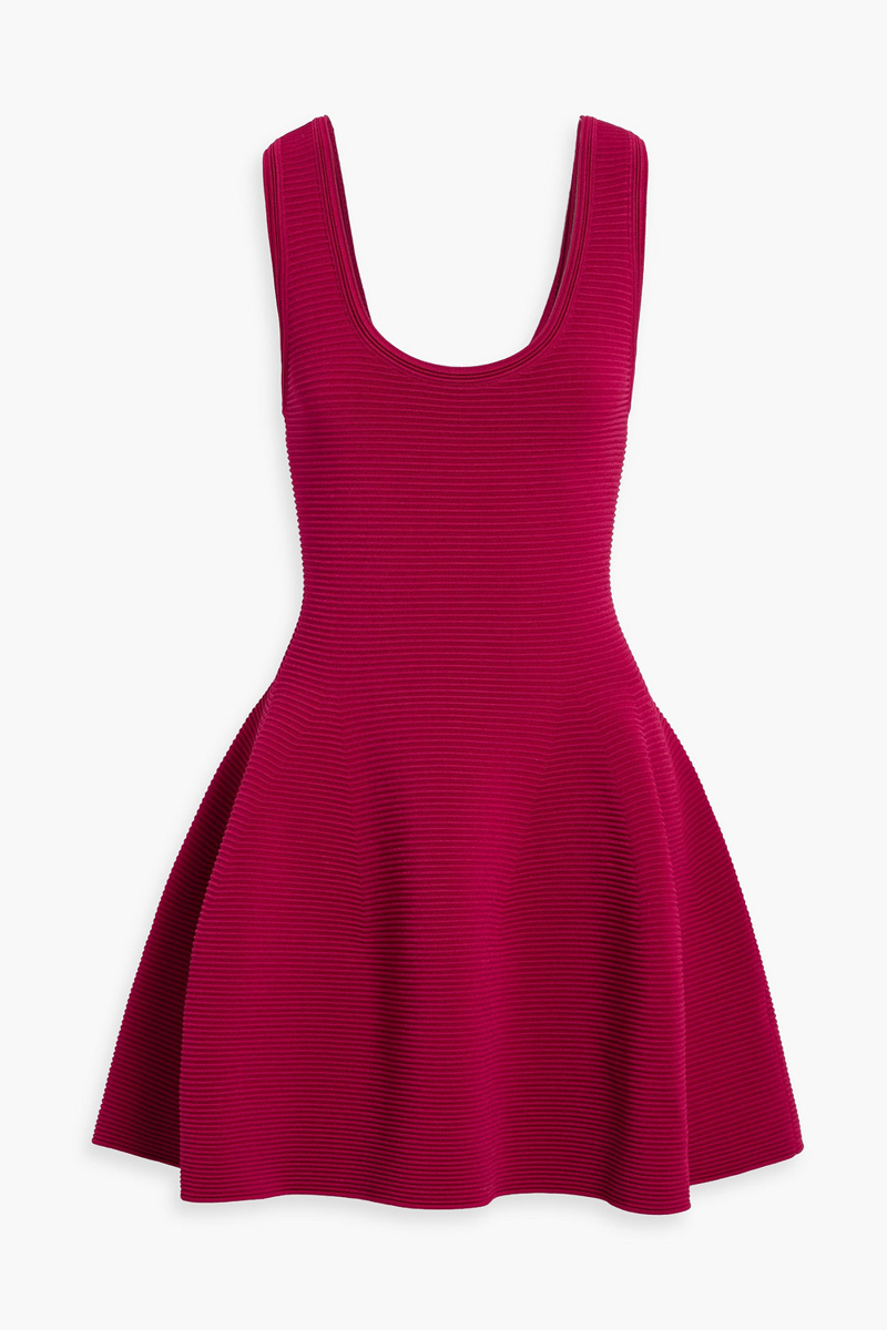 simkhai - larina flared ribbed-knit mini dress - pink - l