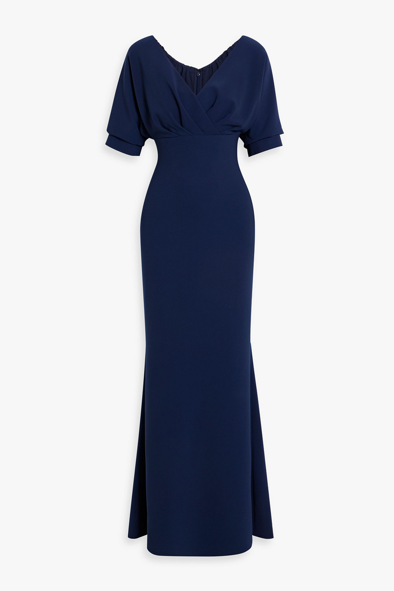 badgley mischka - draped crepe gown - blue - us 2
