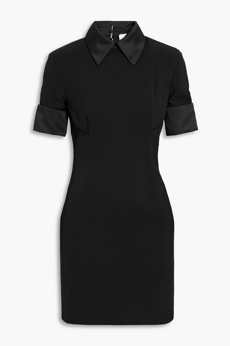 sportmax - cyprus woven mini shirt dress - black - it 34