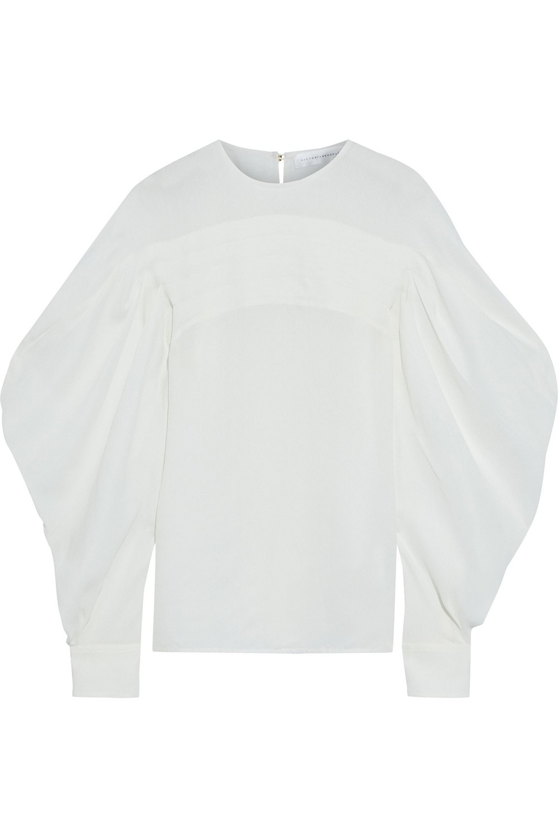 Victoria Beckham - Pintucked jacquard blouse - White - UK 6