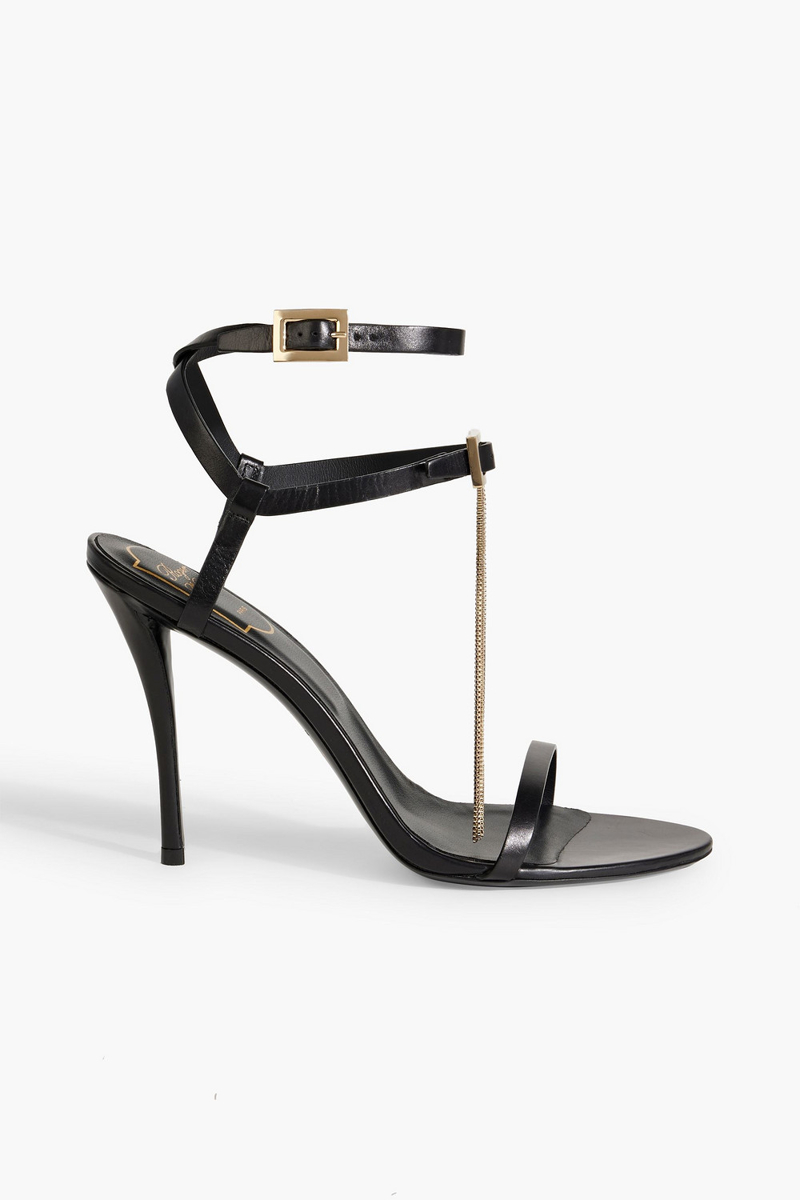 Roger Vivier - Chain-embellished leather sandals - Black - EU 35