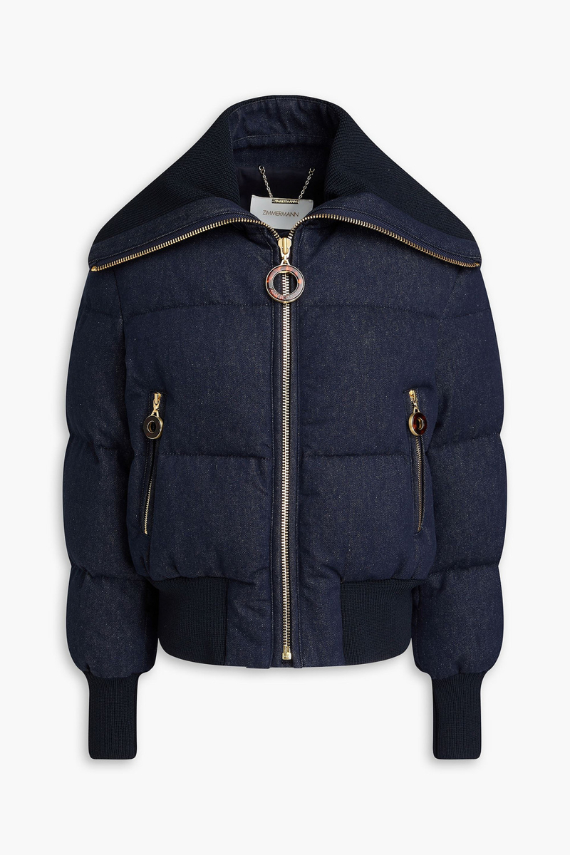 zimmermann - quilted denim down jacket - blue - 00