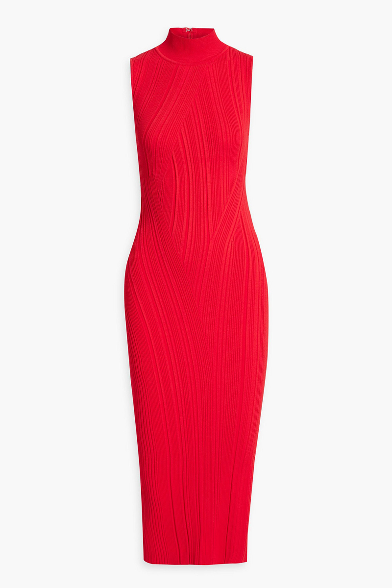 Hervé Léger - Ribbed-knit midi dress - Red - XL