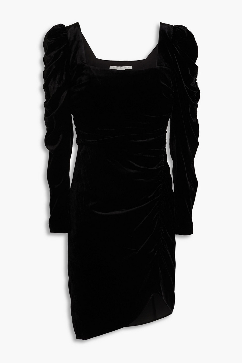 Veronica Beard - Toki ruched crushed-velvet mini dress - Black - US 8