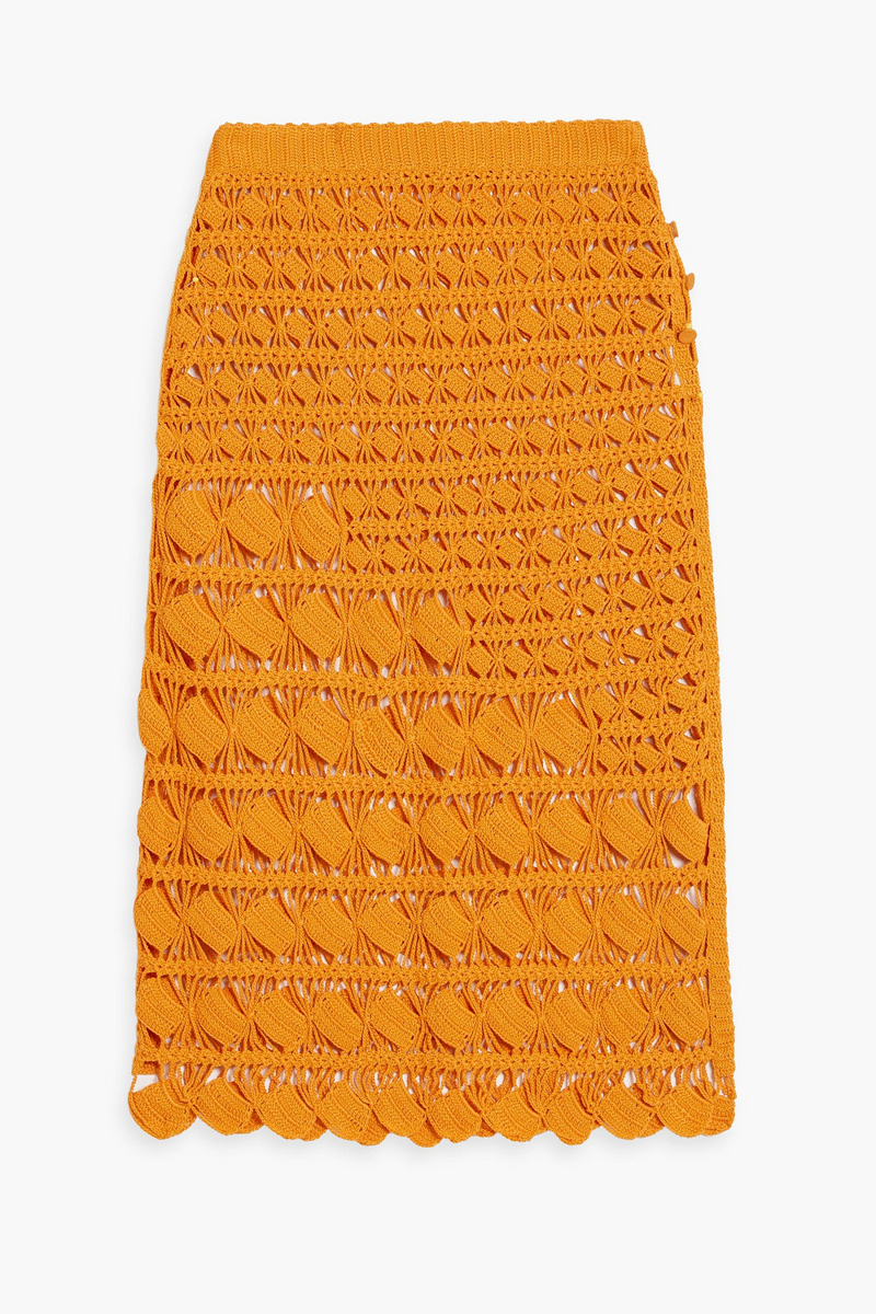 acne studios - crocheted cotton midi skirt - yellow - xxs