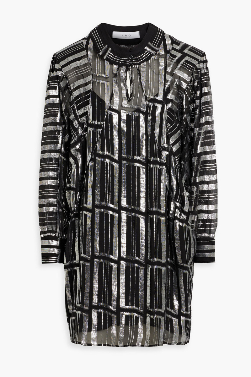 IRO - Cat metallic fil coupé silk-blend chiffon mini dress - Metallic - FR 40