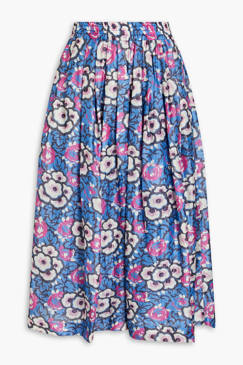 Isabel Marant - Pleated floral-print silk culottes - Blue - FR 34