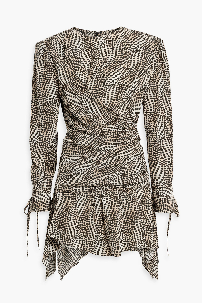 Isabel Marant - Inotilia wrap-effect printed silk-blend crepe de chine mini dress - Animal print - FR 34