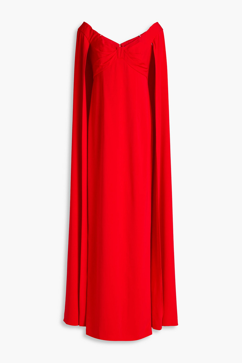 Marchesa Notte - Cape-effect crepe gown - Red - US 6