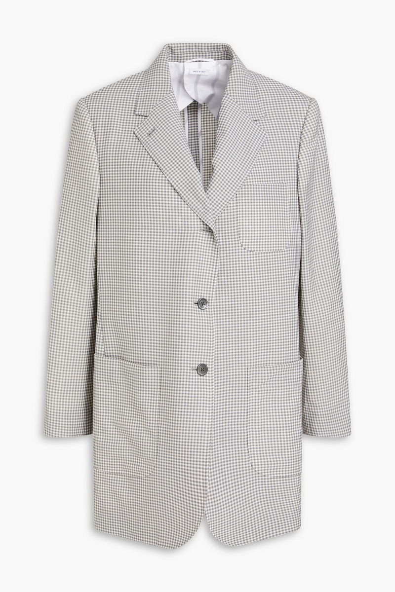 thom browne - gingham wool-tweed blazer - gray - it 38