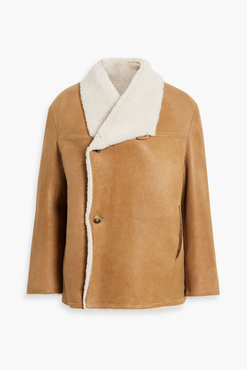 maje - shearling jacket - brown - fr 36