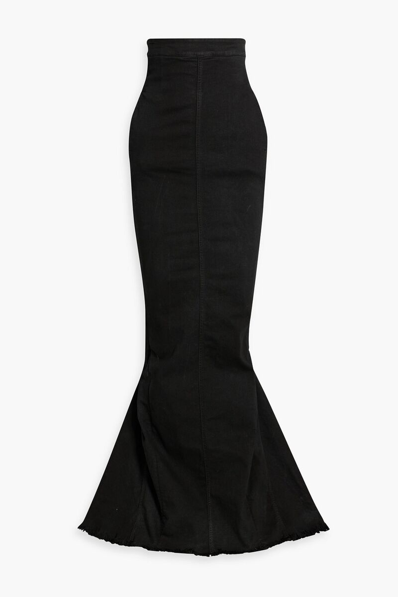 Rick Owens - Dirt Pillar fluted denim maxi skirt - Black - IT 40
