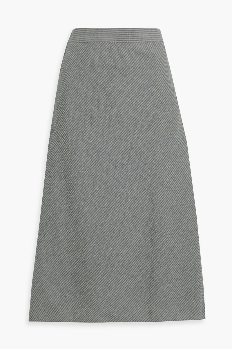 Thom Browne - Striped cashmere-seersucker midi skirt - Gray - IT 38