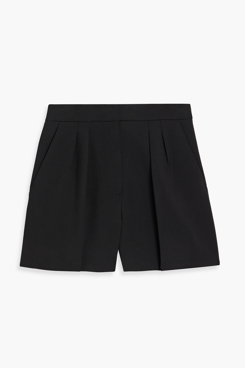 max mara - giugno grain de poudre wool-blend shorts - black - it 42
