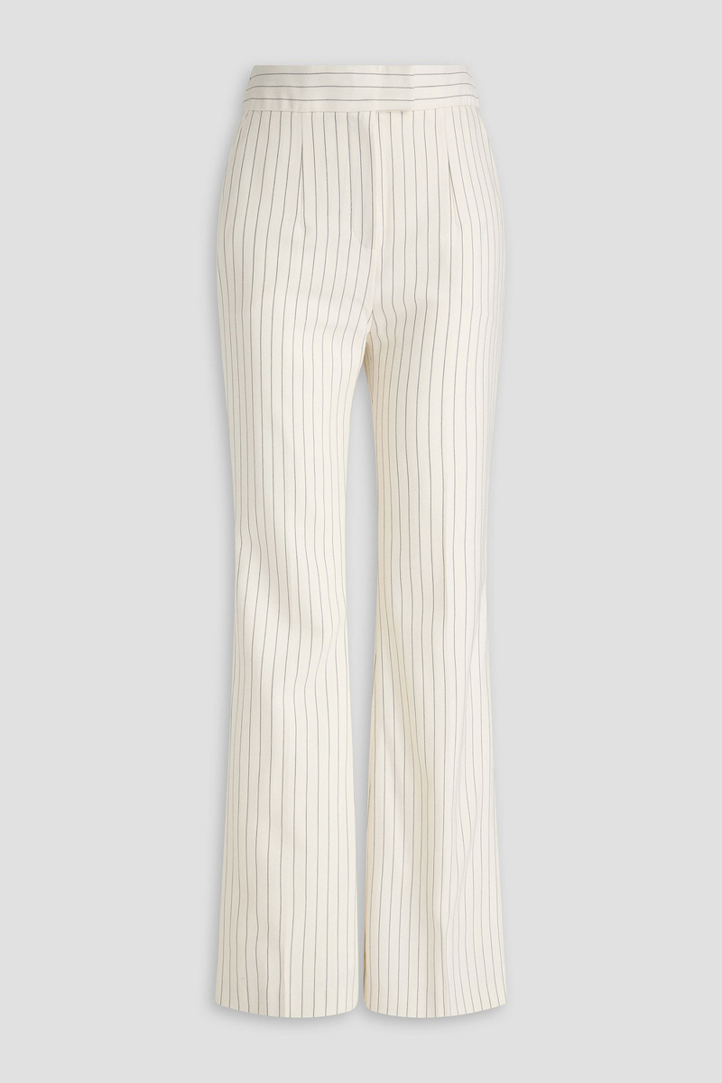 galvan london - pinstriped wool-blend flared pants - white - fr 38