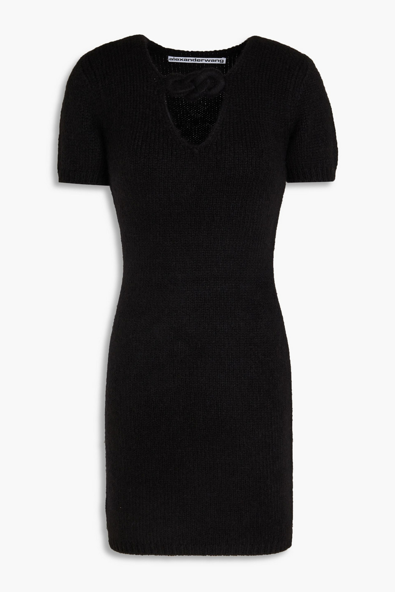 alexander wang - ribbed alpaca-blend mini dress - black - xs